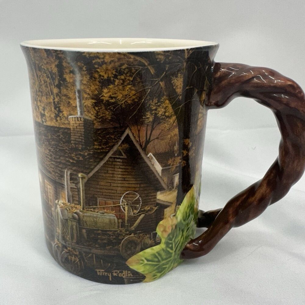 Wild Wings Mug Terry Redlin Morning Surprise John Deere Tractor 16oz Cows Sun